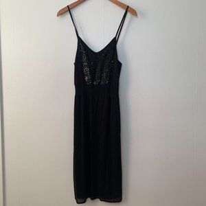 Anthropologie IISLI Dress Tiffany Cami Babydoll Black Sequin, Size Medium